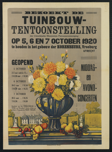 700076 Affiche van de Tuinbouw tentoonstelling in de Korenbeurs (Vredenburg) te Utrecht.